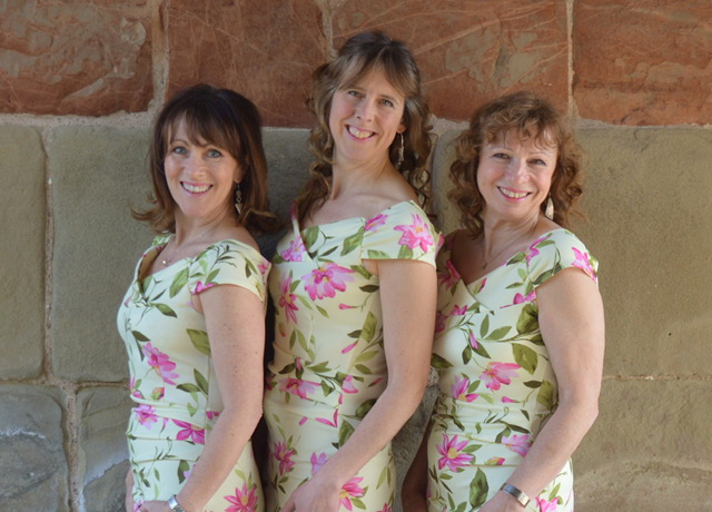 The three members of SassCappella: Gwen Woodfield (songwriter), Marie-Therese King, Janet Smith